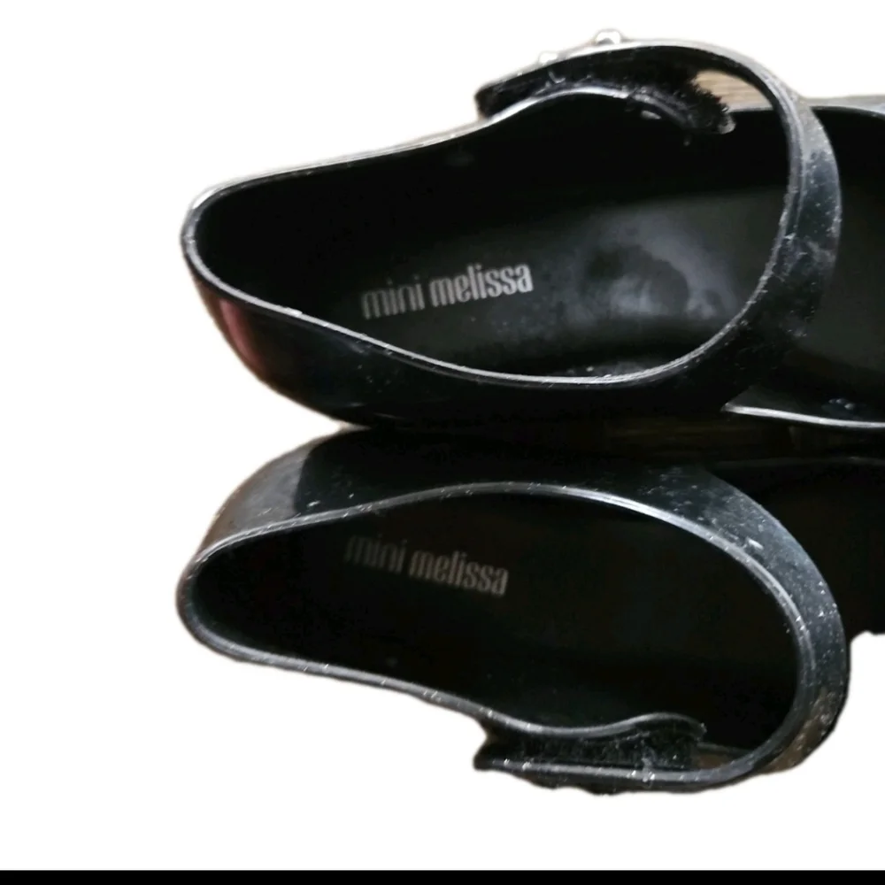 Mini Melissa Kids Black Ultragirl Sweet X Mary Jane Jelly Flats Bow Shoes 11